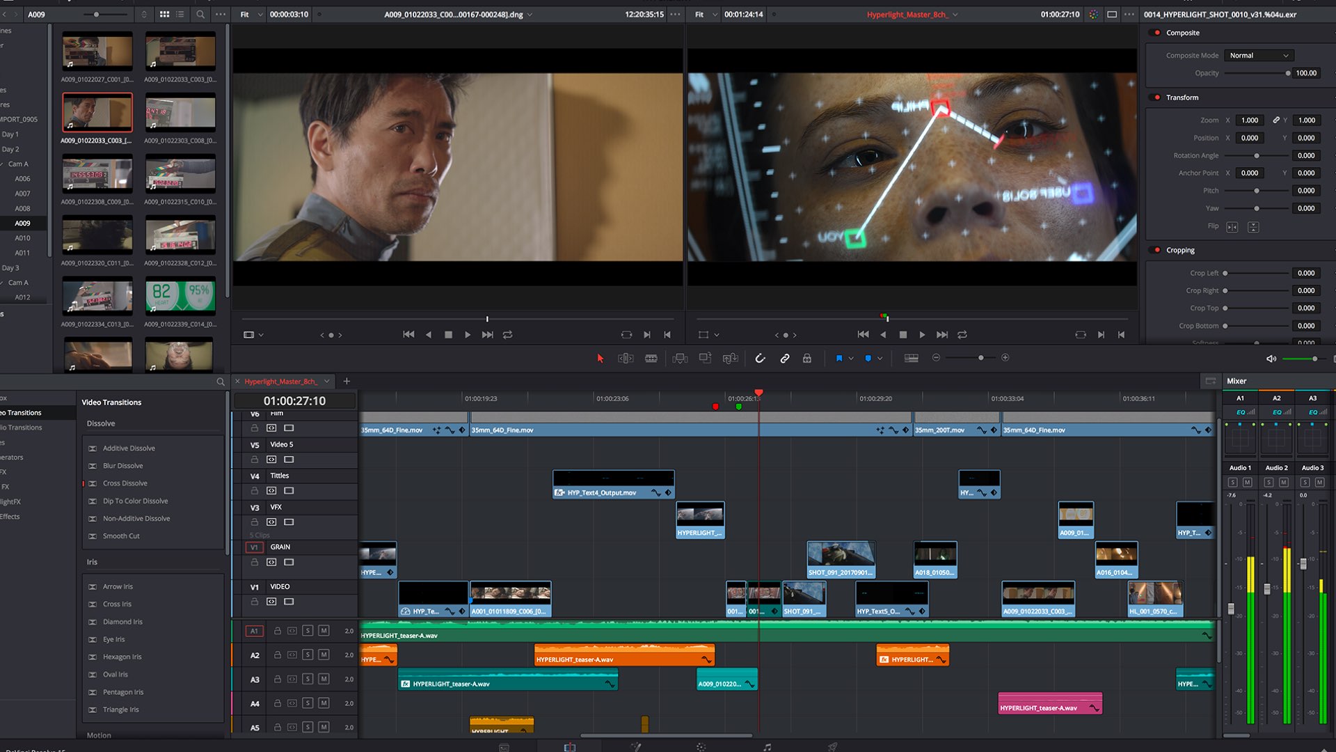 DaVinci Resolve 15 editing