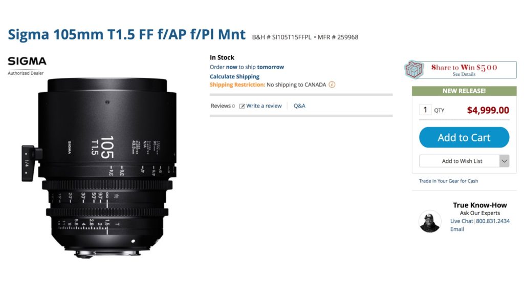 Sigma 105mm T1.5 Full-Frame