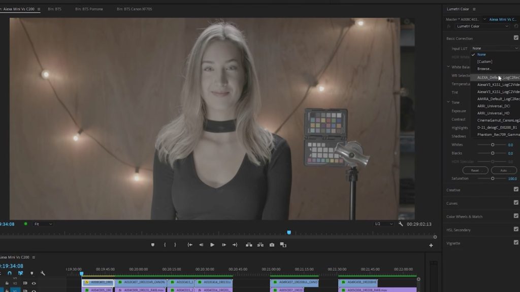 Canon C200 footage before ARRI Rec.709 LUT