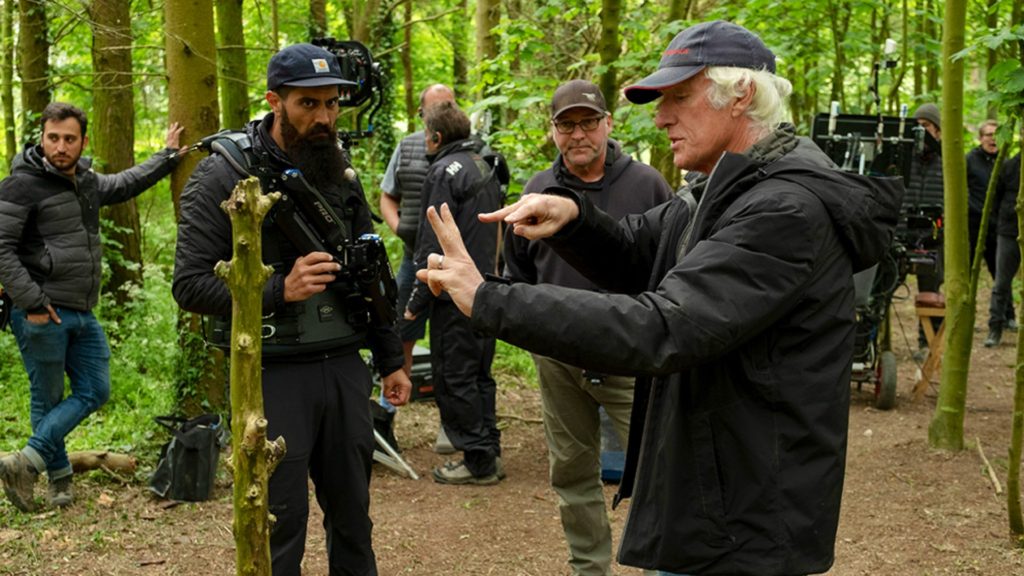 Roger Deakins with Charlie Rizek on 1917 set. Credit: François Duhamel/Universal Pictures