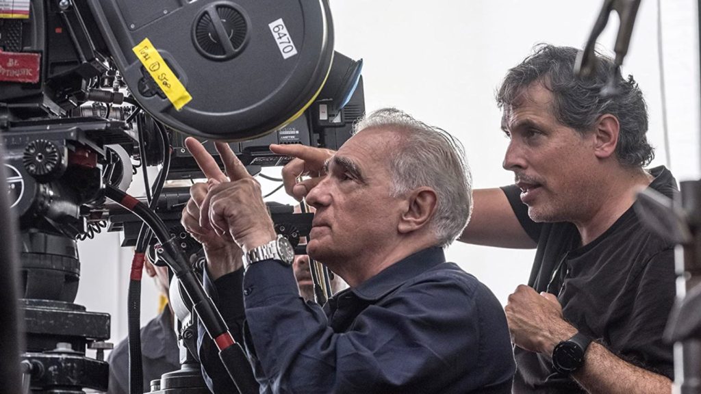 Martin Scorsese with Rodrigo Prieto (DP) in The Irishman. Credit: Niko Tavernise – Netflix