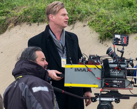 On the set of Dunkirk: Director of Photography HOYTE VAN HOYTEMA, Director/Producer CHRISTOPHER NOLAN and crew. © 2016 Warner Bros. Entertainment Inc., Ratpac-Dune Entertainment LLC and Ratpac Entertainment, LLC.