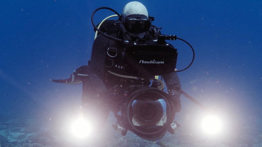 Underwater cinematography. Picture of cinematographer David Diley