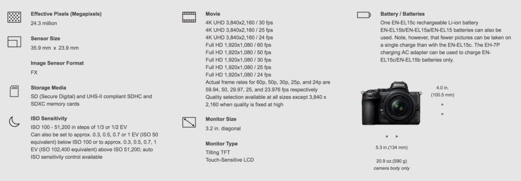 Nikon Z 5 general specs