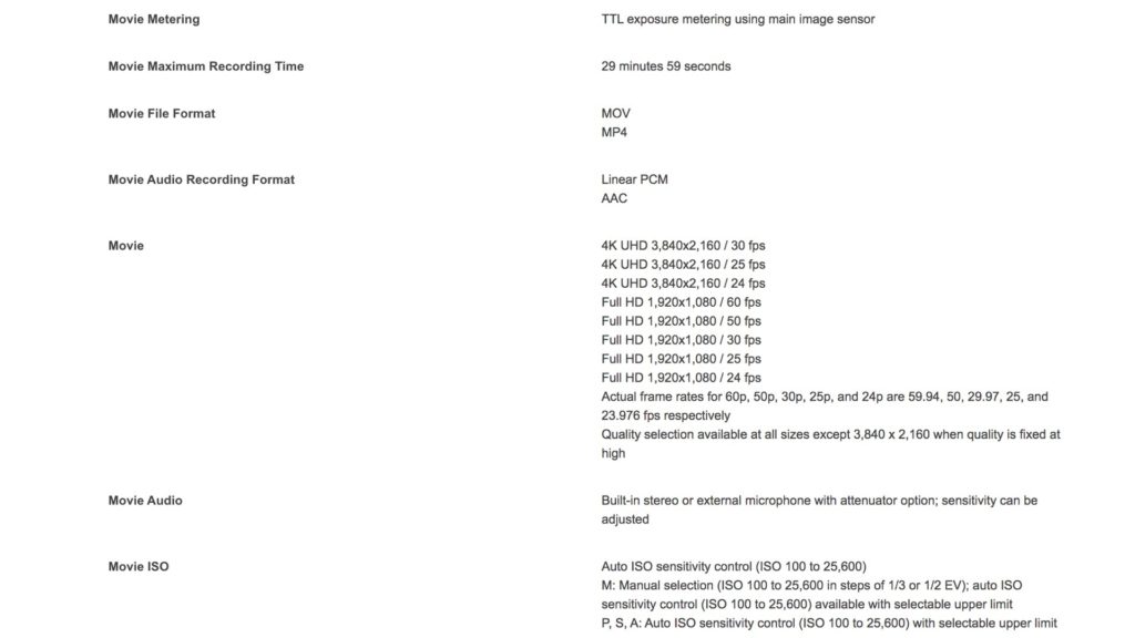 Nikon Z 5 video specs