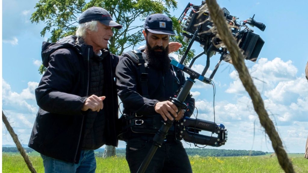 BTS of DP Roger Deakins, Charlie Rizek and the ARRI Trinity in 1917. Picture: Francois Duhamel. Universal Pictures