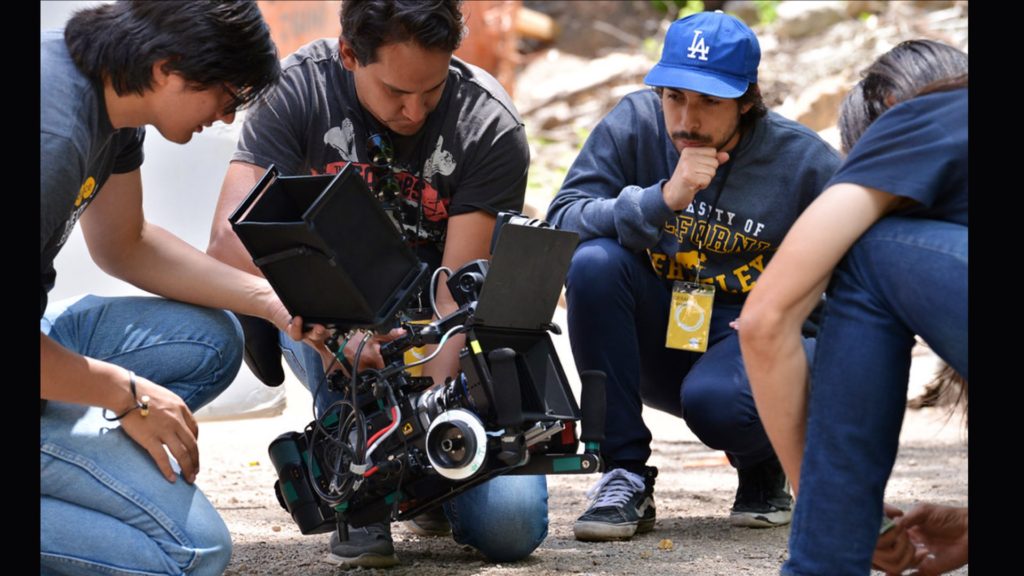 2016 Directors Lab: Cesar Cervantes and Vincent Reyna on the set of "Hot Clip" at the 2016 Directors Lab. © 2016 Sundance Institute | Photo by Brandon Cruz.