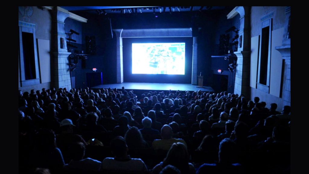 The audience at the Egyptian Theatre: World premiere of The Workers Cup by Adam Sobel at the 2017 Sundance Film Festival. © 2017 Sundance Institute | photo by Stephen Speckman