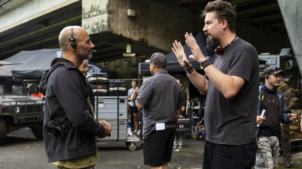 Godzilla vs. Kong BTS: Director Adam Wingard with Cinematographer Ben Seresin ASC, BSC. Photo by: Chuck Zlotnick & Vince Valitutti