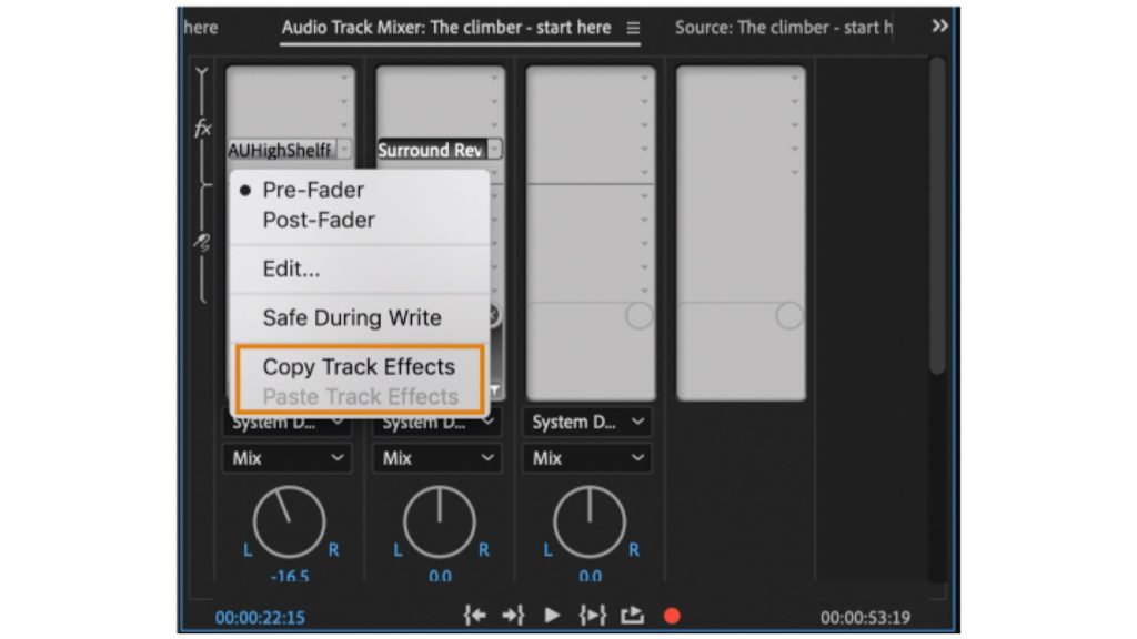 Premiere Pro 15: Audio Track Mixer