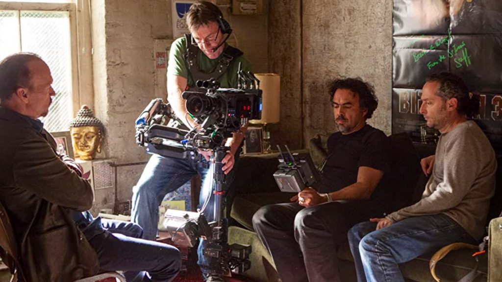 One-Take Cinematography (Oner) Techniques. Picture: Michael Keaton, Alejandro G. Iñárritu, and Emmanuel Lubezki. © 2014 - Fox Searchlight