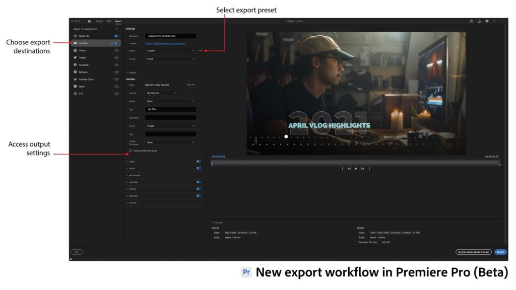 New export workflow