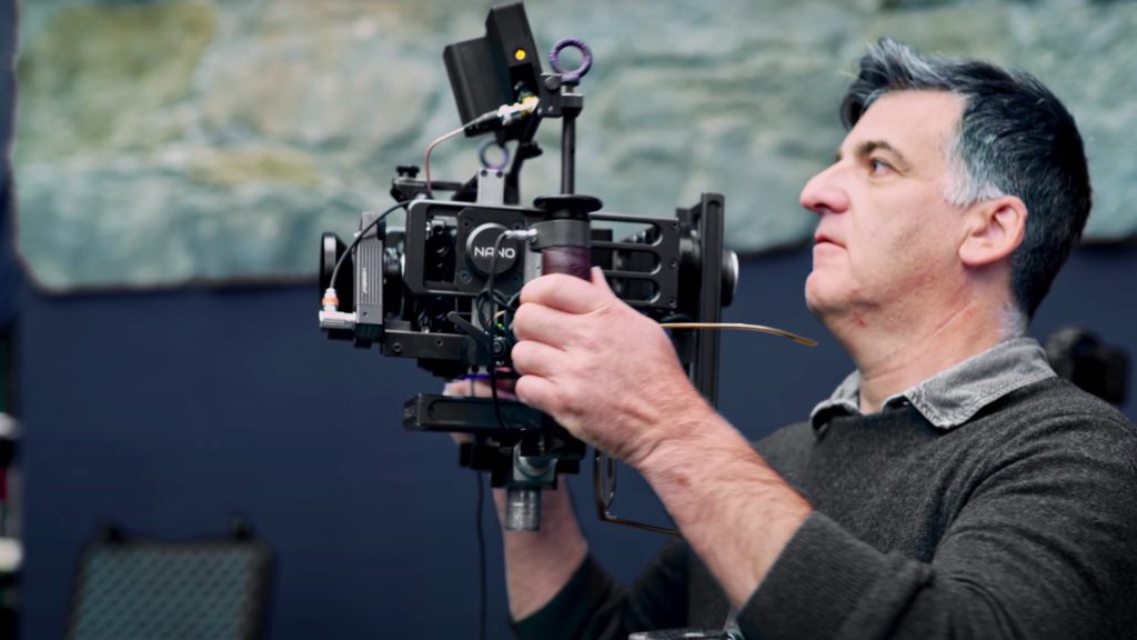 Cinematographer Henry Braham with the Stabileye Nano on the set of The Suicide Squad