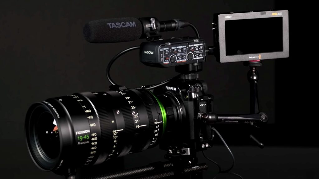 The Fujinon GFX with the Blackmagic Video Assist. Image: Fujifilm