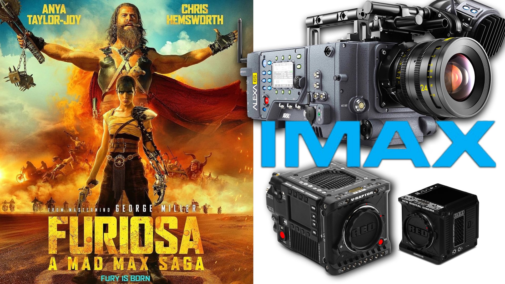 Furiosa: Filmed for IMAX on ARRI ALEXA 65, RED V-Raptor, and Komodo