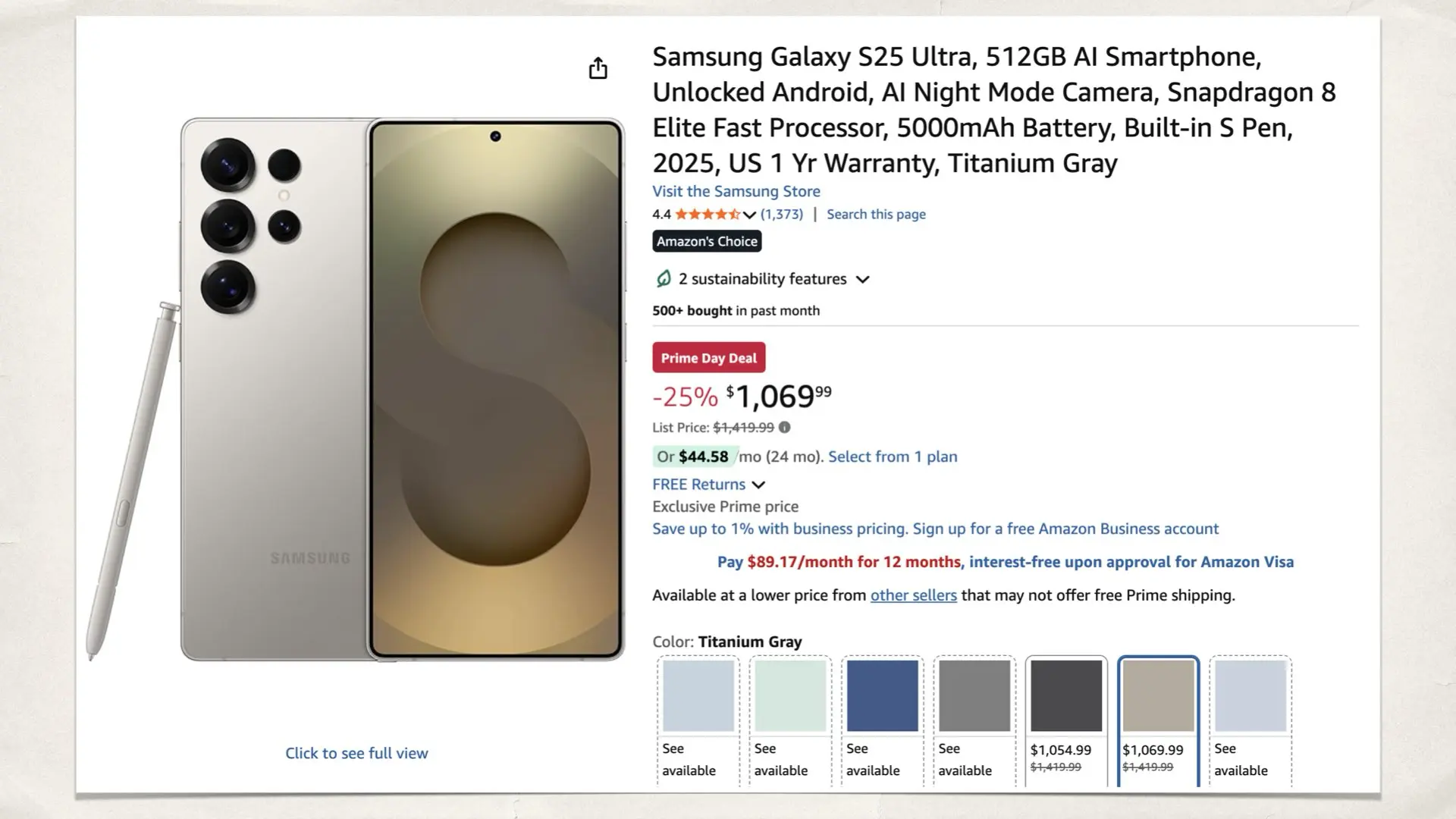 The Samsung Galaxy S25 on Amazon Prime Day