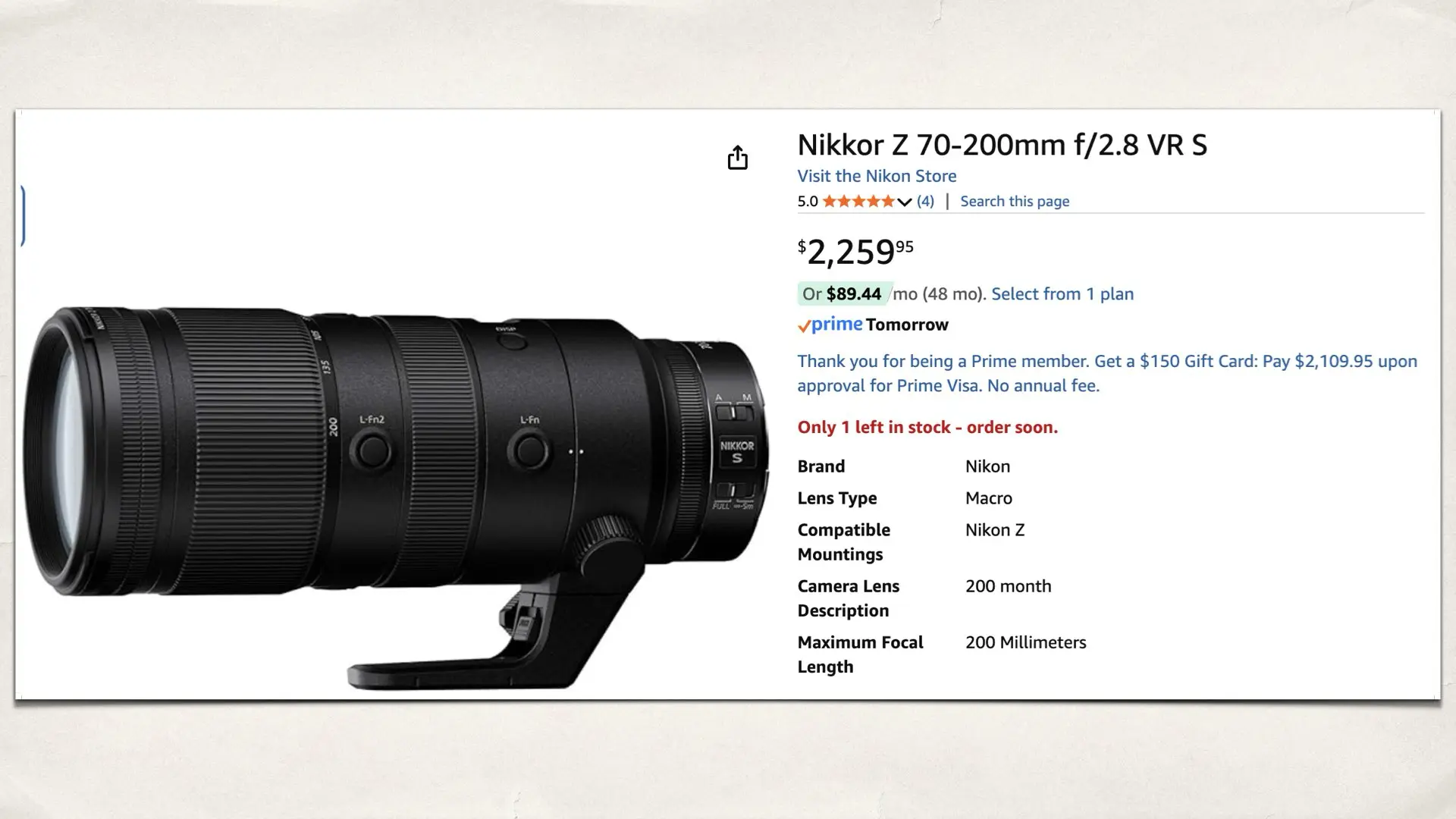 NIKKOR Z 70-200mm f/2.8 VR S