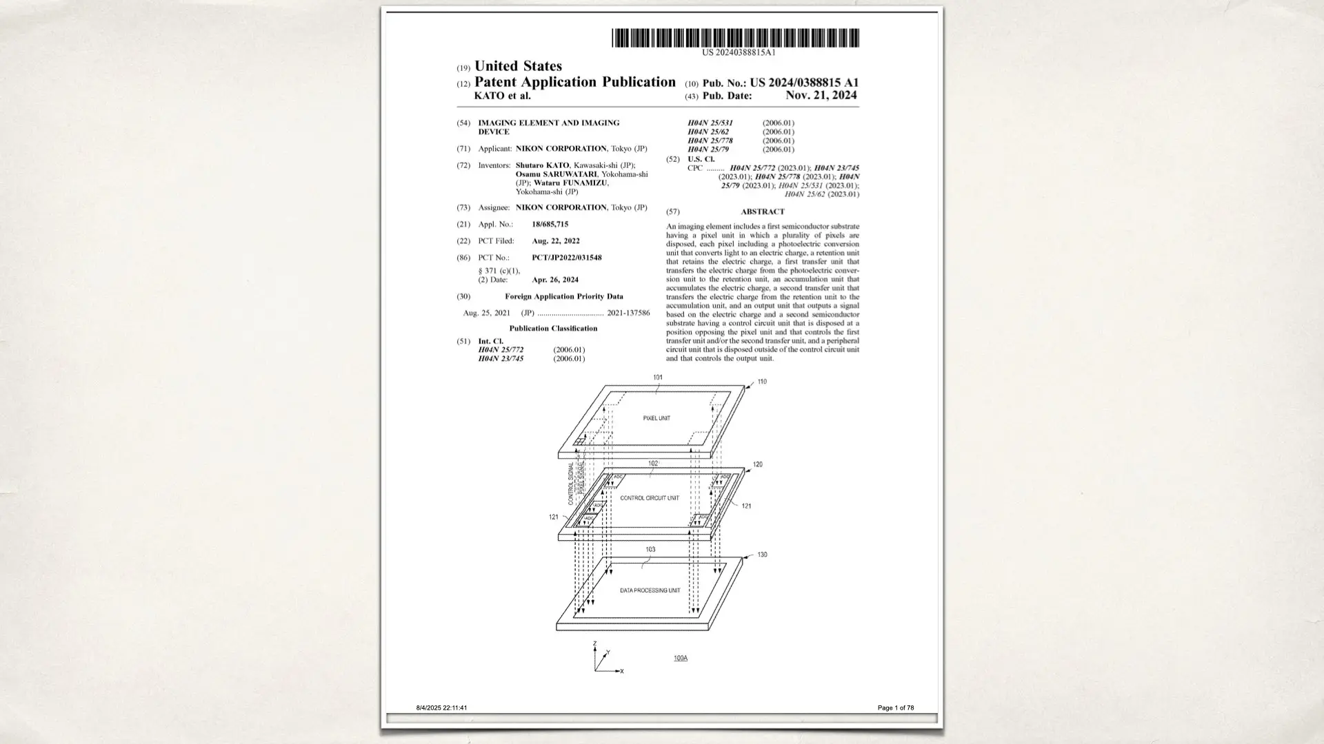 From the Nikon patent: IMAGING ELEMENT AND IMAGING DEVICE