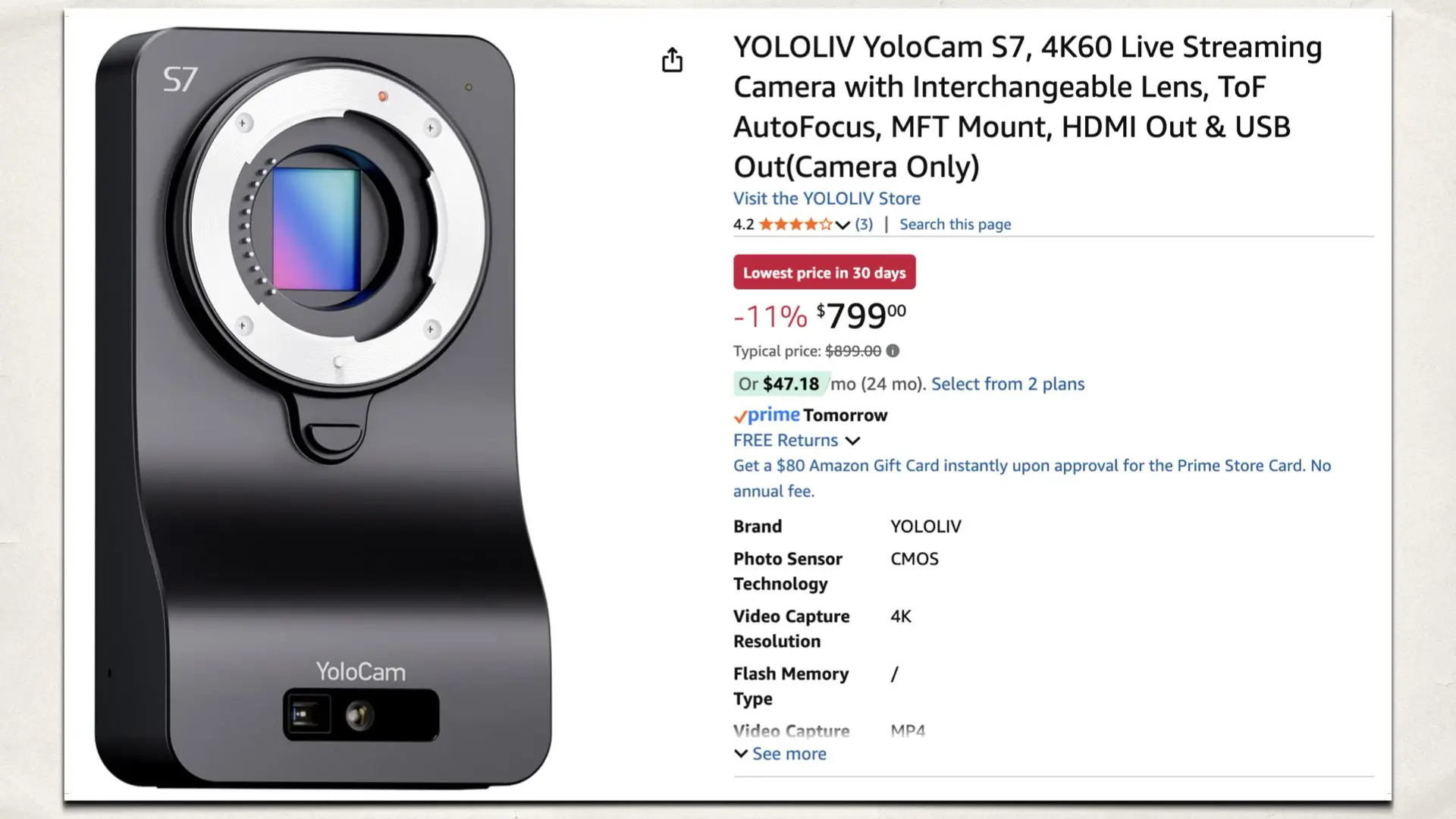 YoloCam S7 Drops to $800 on Amazon
