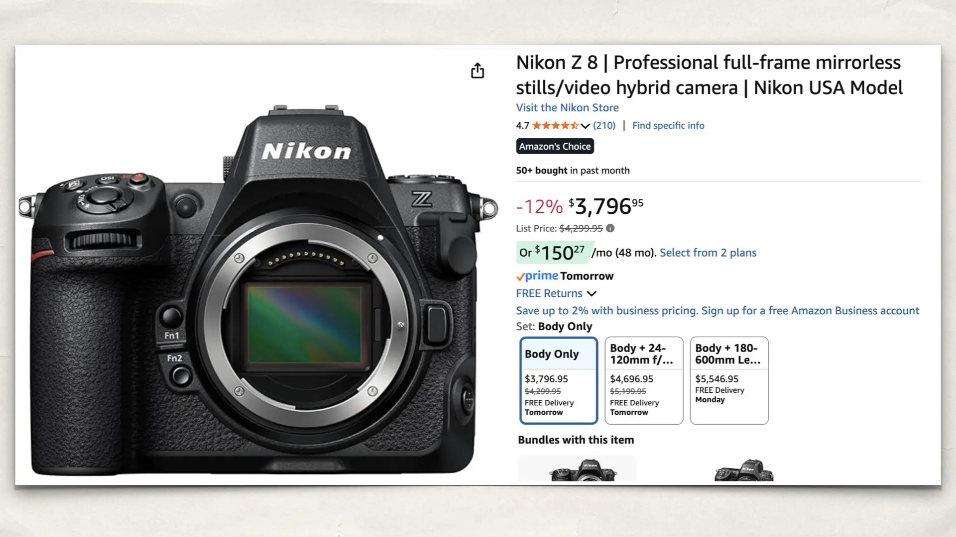 Nikon Z 8 on Amazon