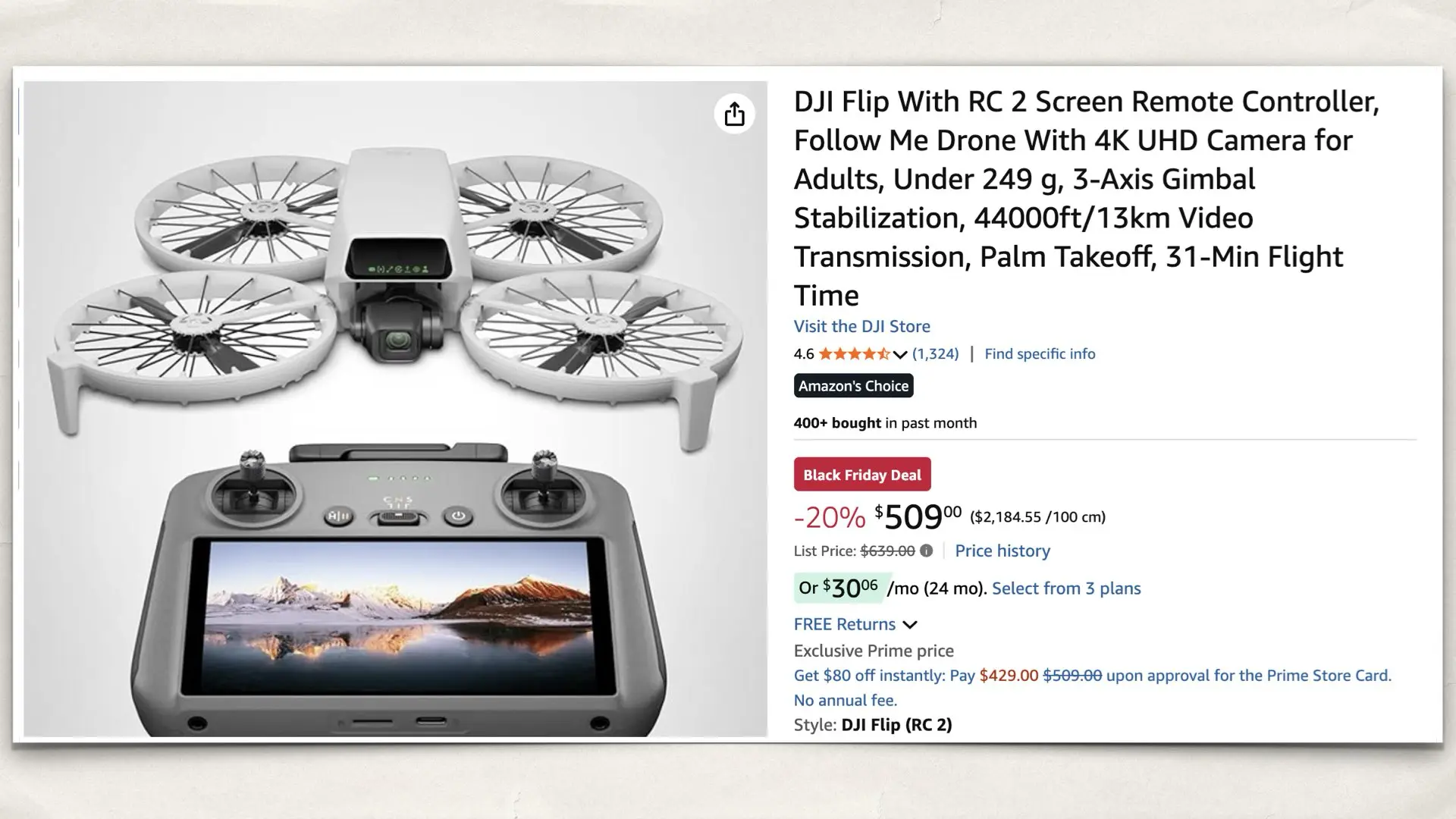 The DJI Flip on Amazon