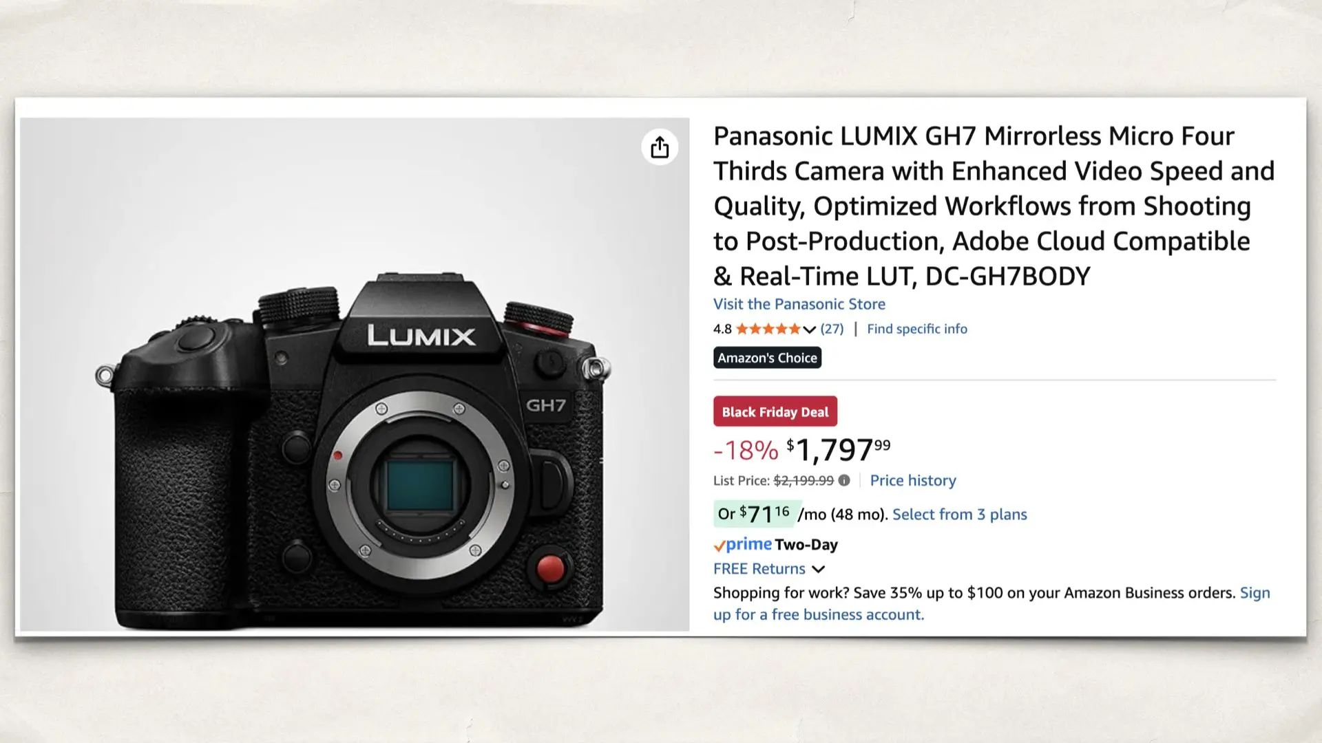 Panasonic's Micro Four Thirds Cameras Join the Amazon's Black