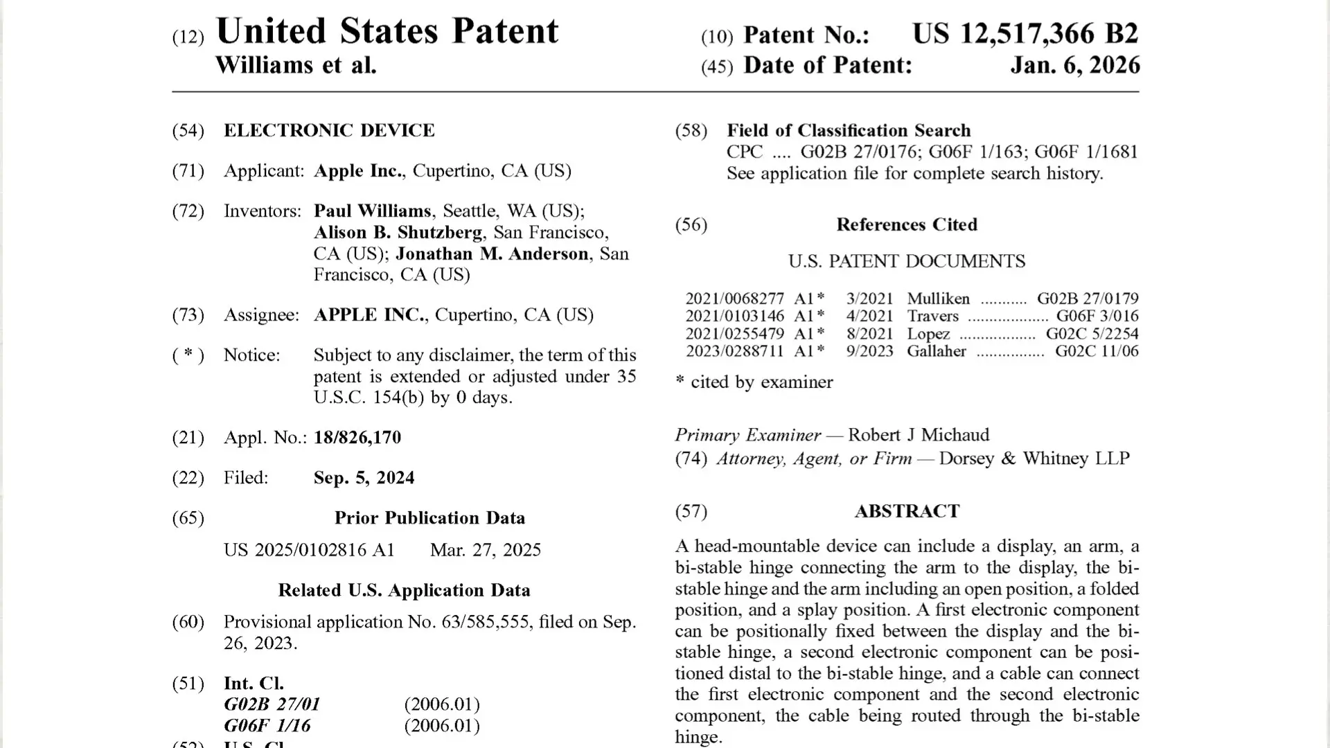 Apple's patent titled: Electronic Device