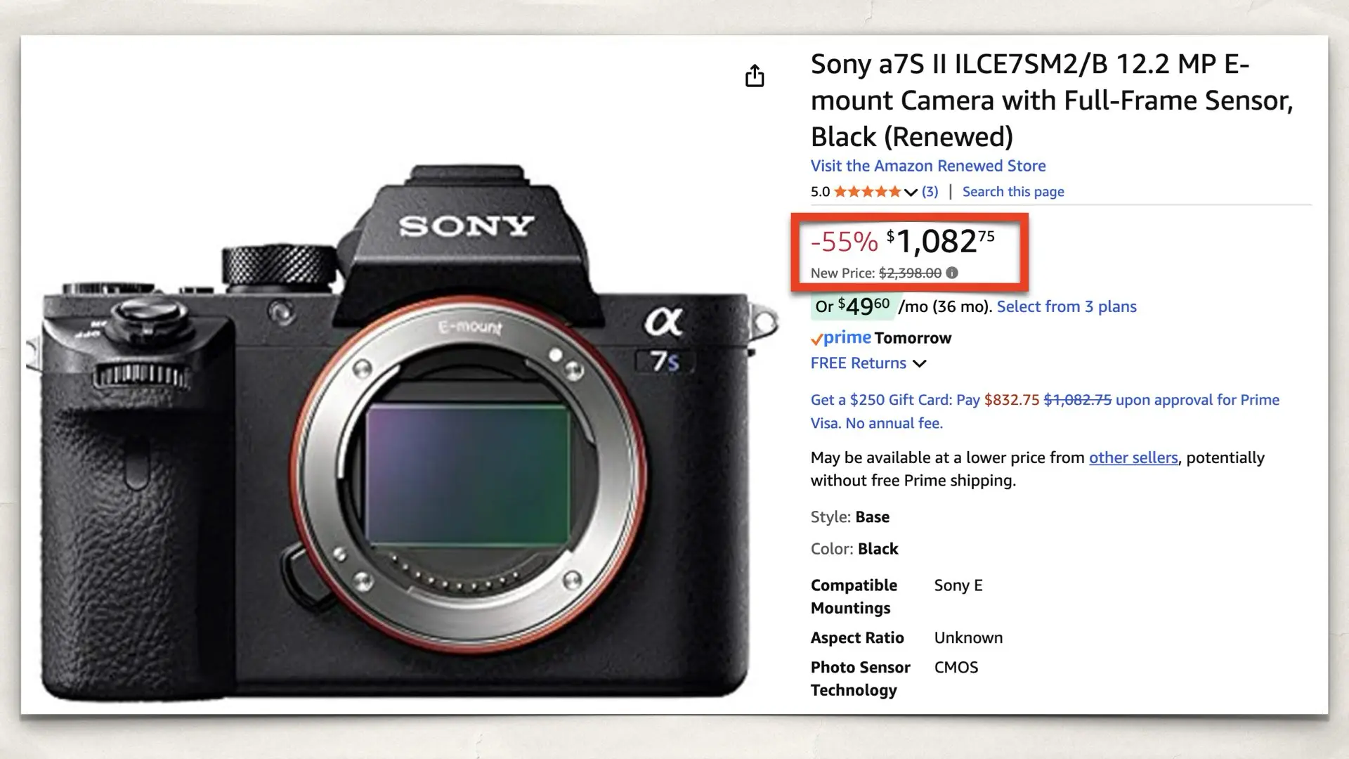 The Sony a7S II on Amazon Renewed