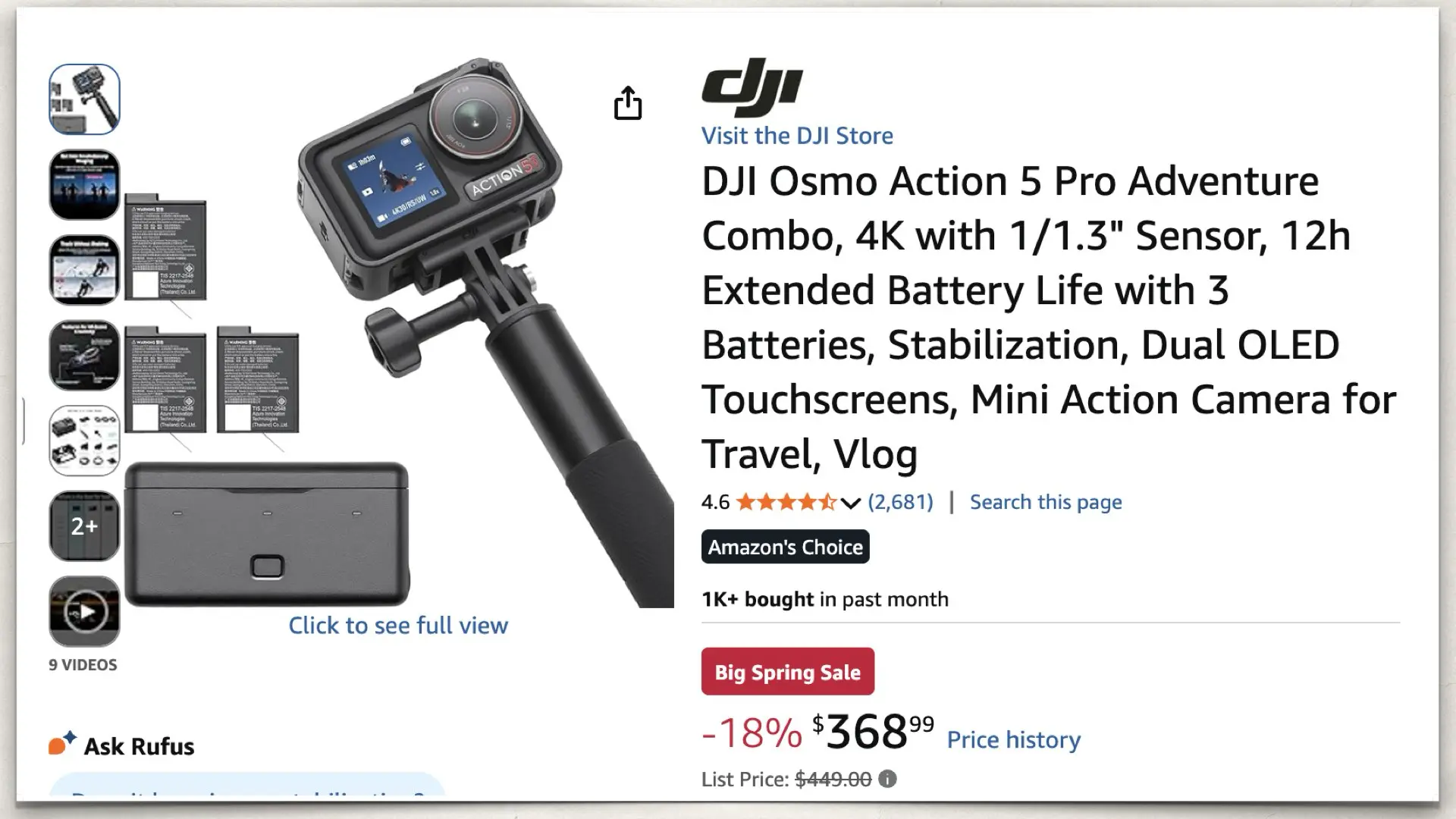 DJI Osmo Action 5 Pro Adventure Combo on Amazon