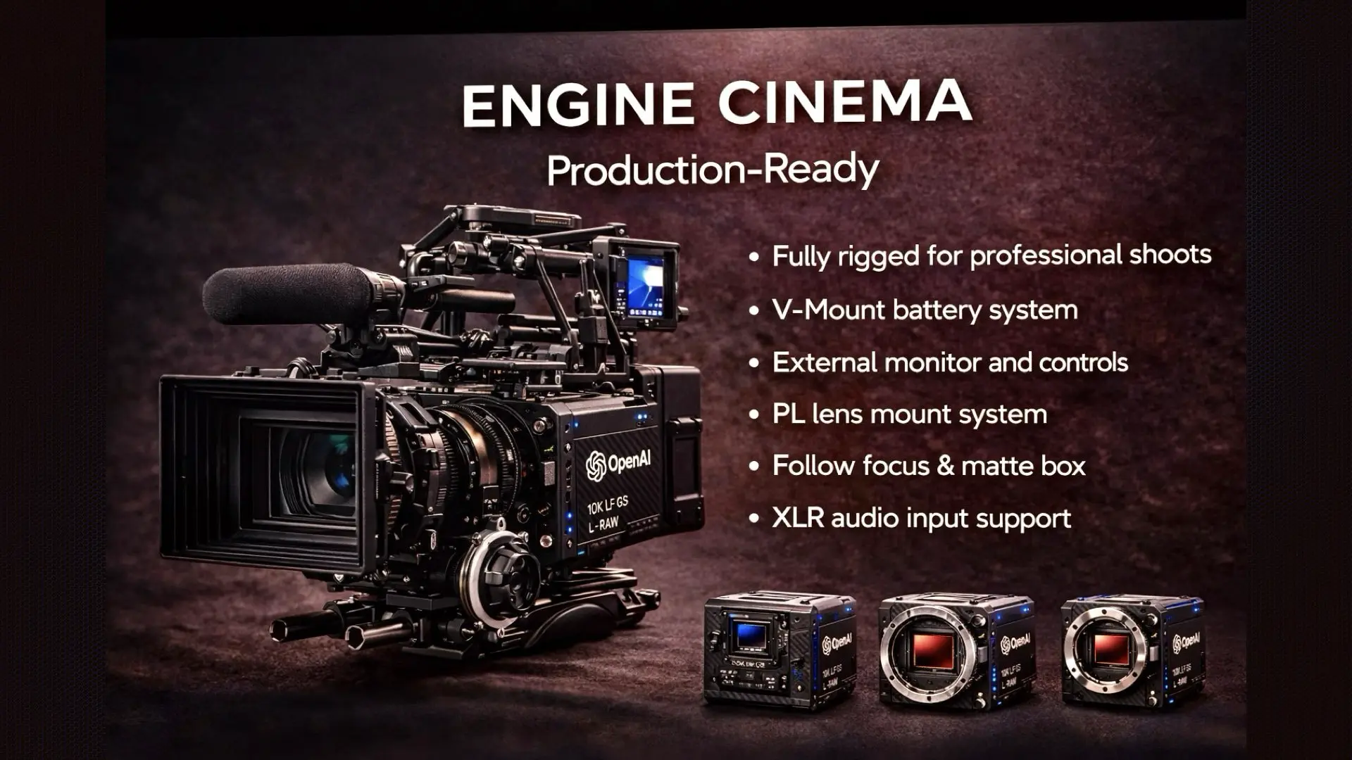 Open AI's cinema camera: Engine Cinema. Specs
