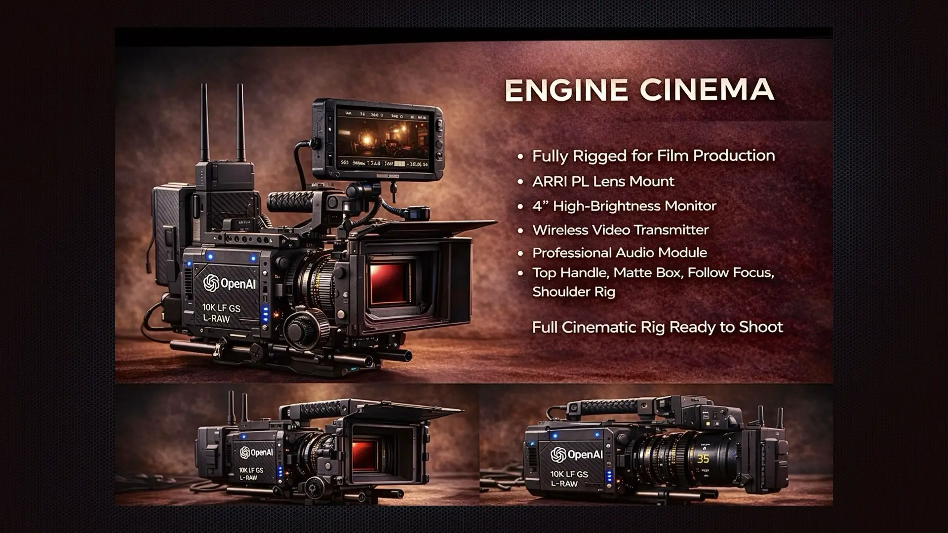 Open AI's cinema camera: Engine Cinema. Specs