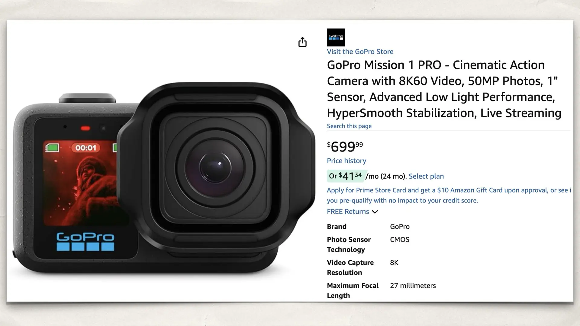 GoPro Mission 1 PRO - Cinematic Action Camera on Amazon