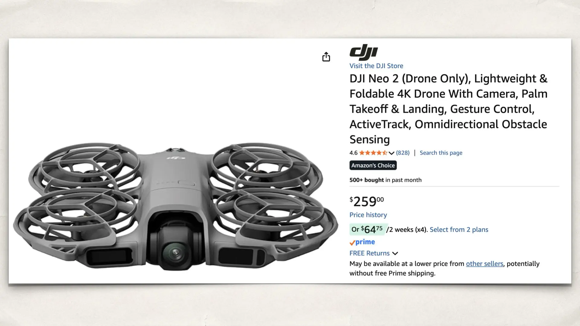 The DJI Neo 2 on Amazon