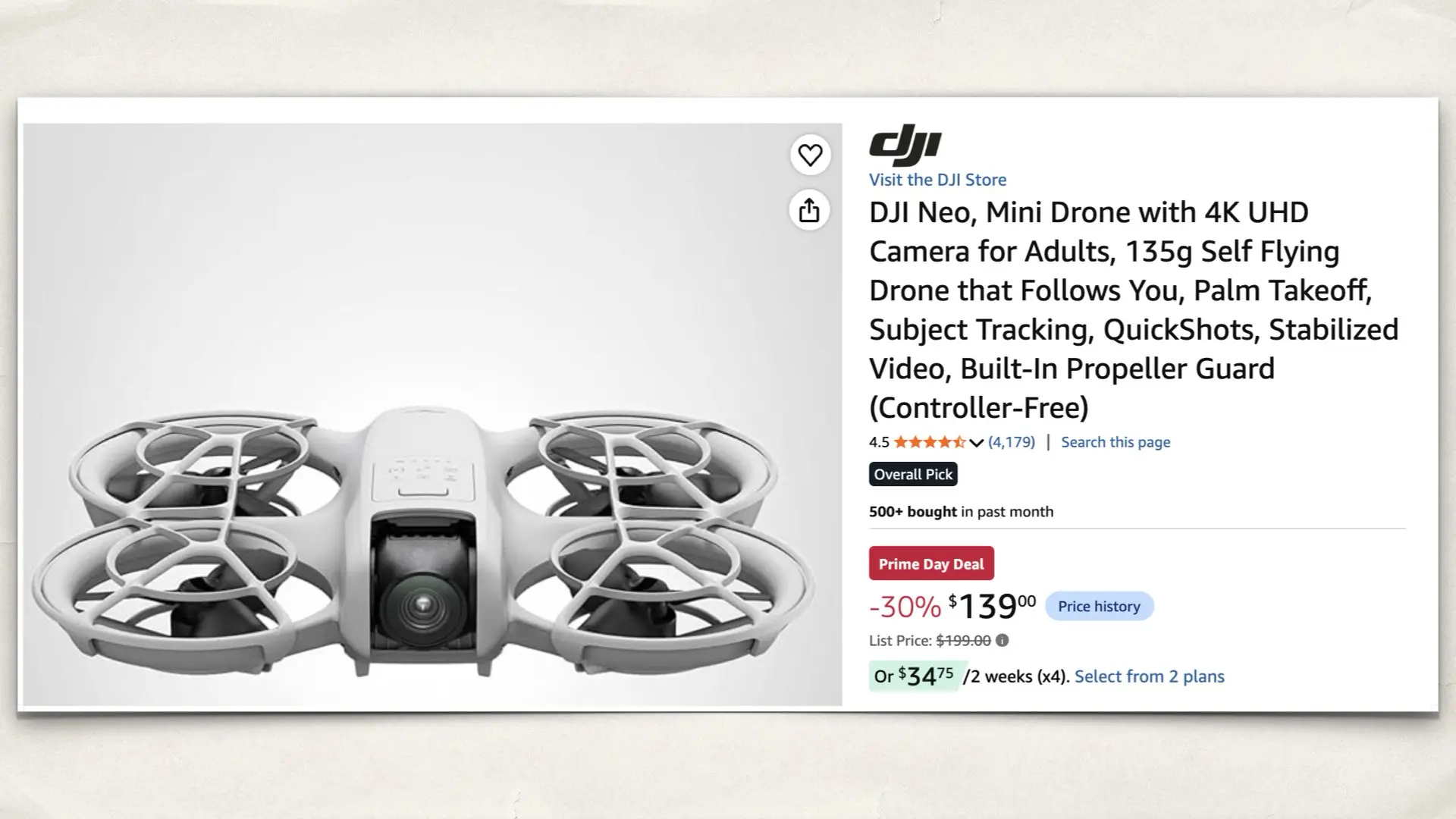 The DJI Neo on Amazon's Prime Day