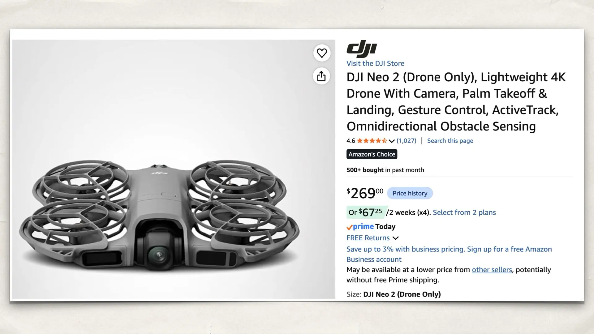 The DJI Neo 2 on Amazon's Prime Day