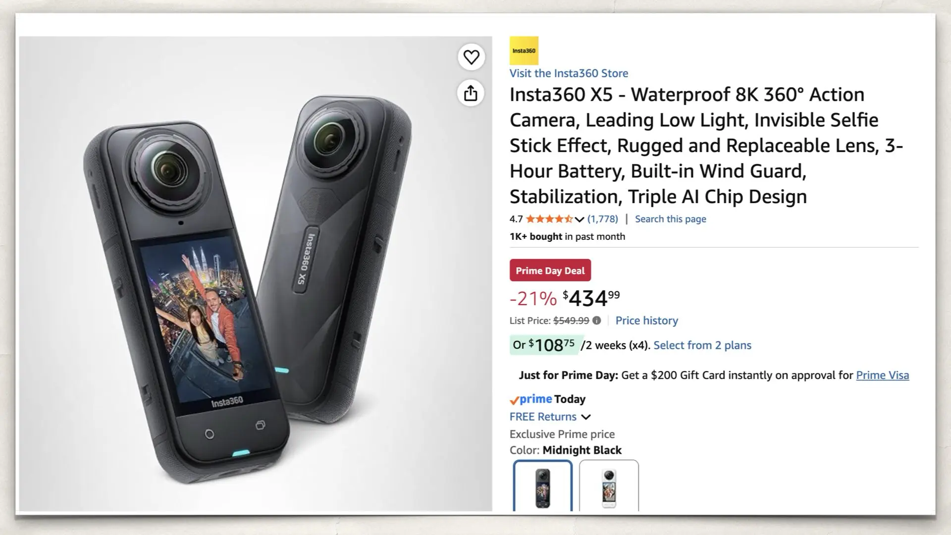 The Insta360 X5 on Amazon Prime Day