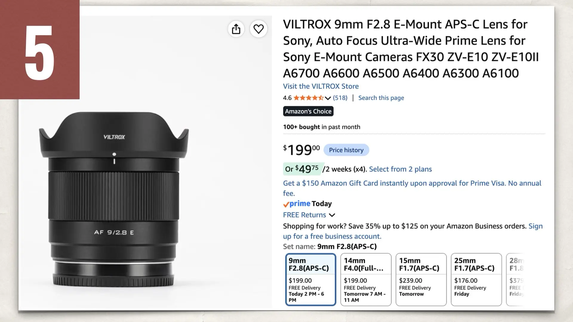 VILTROX 9mm F2.8 E-Mount APS-C on Amazon