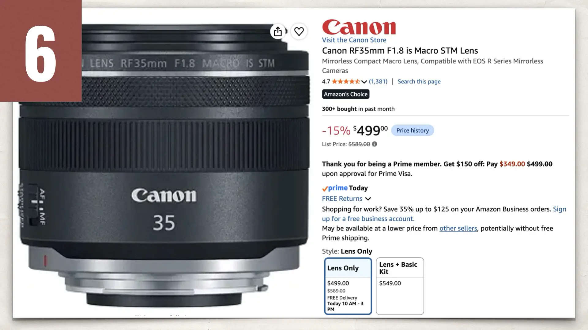 Canon RF35mm F1.8 on Amazon
