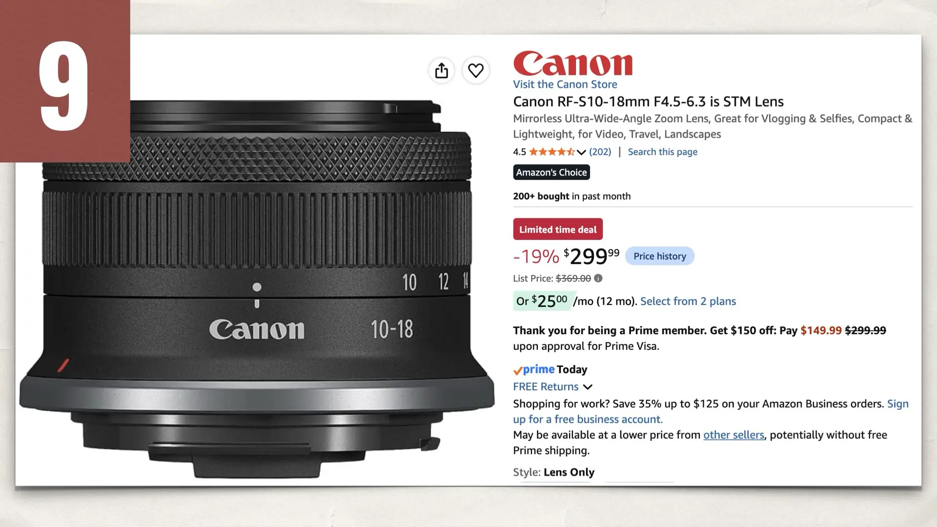 Canon RF-S10-18mm F4.5-6.3 on Amazon