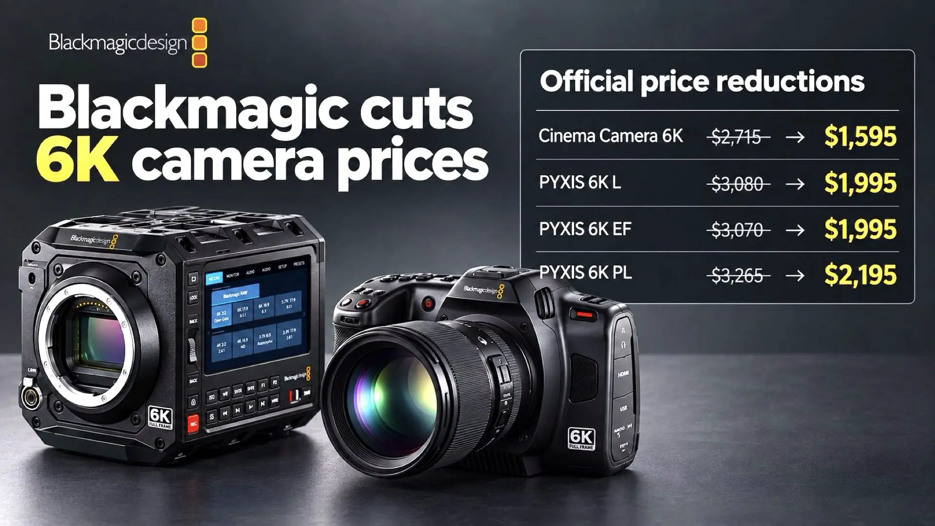 Blackmagic Cuts PYXIS 6K to $1,995, While Some Amazon Listings Still Ask $3,500+
