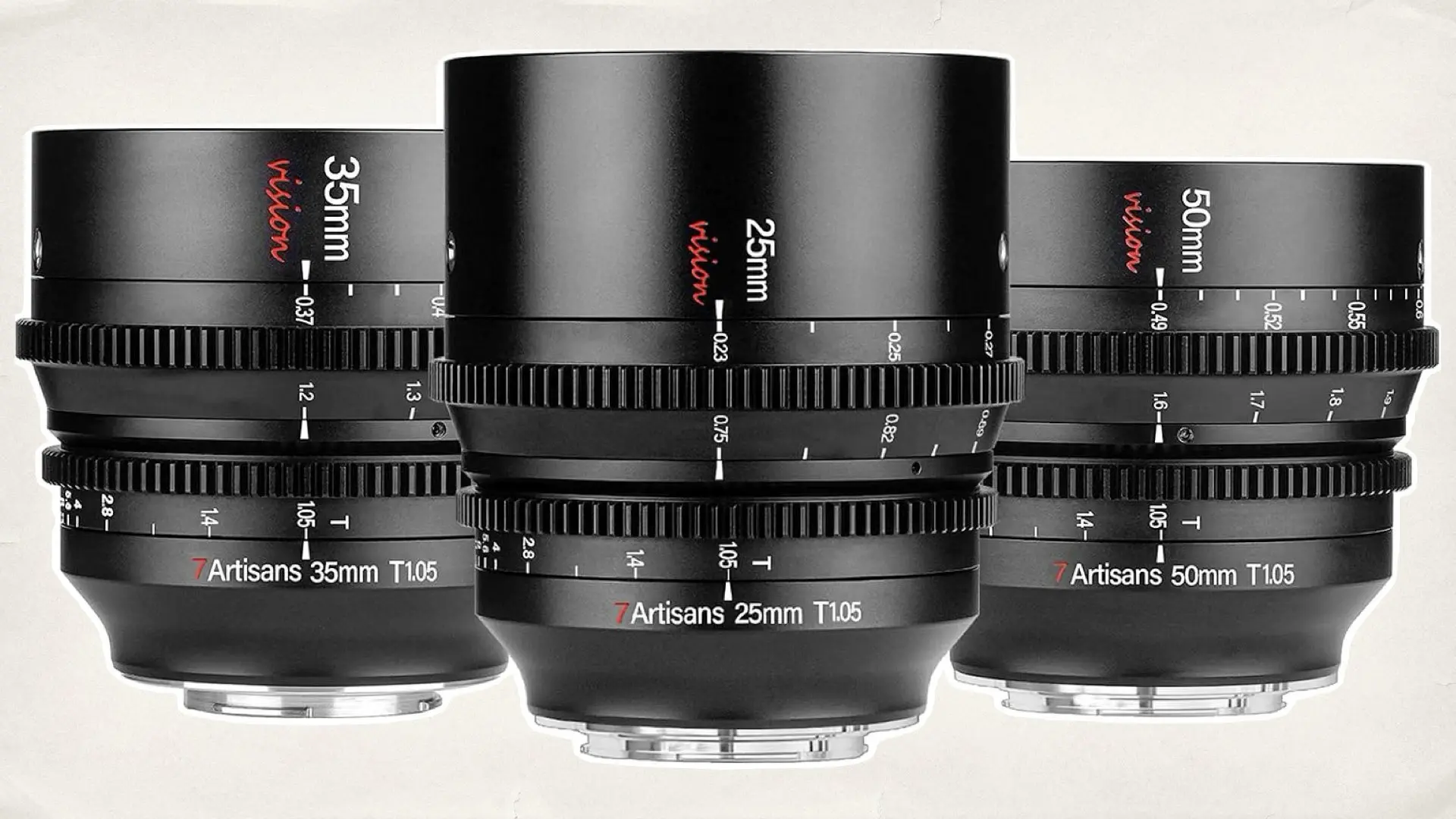 7artisans 25mm/35mm/50mm T1.05 Large Aperture Cine APS-C Lens Compatible for Micro 4/3 Mount