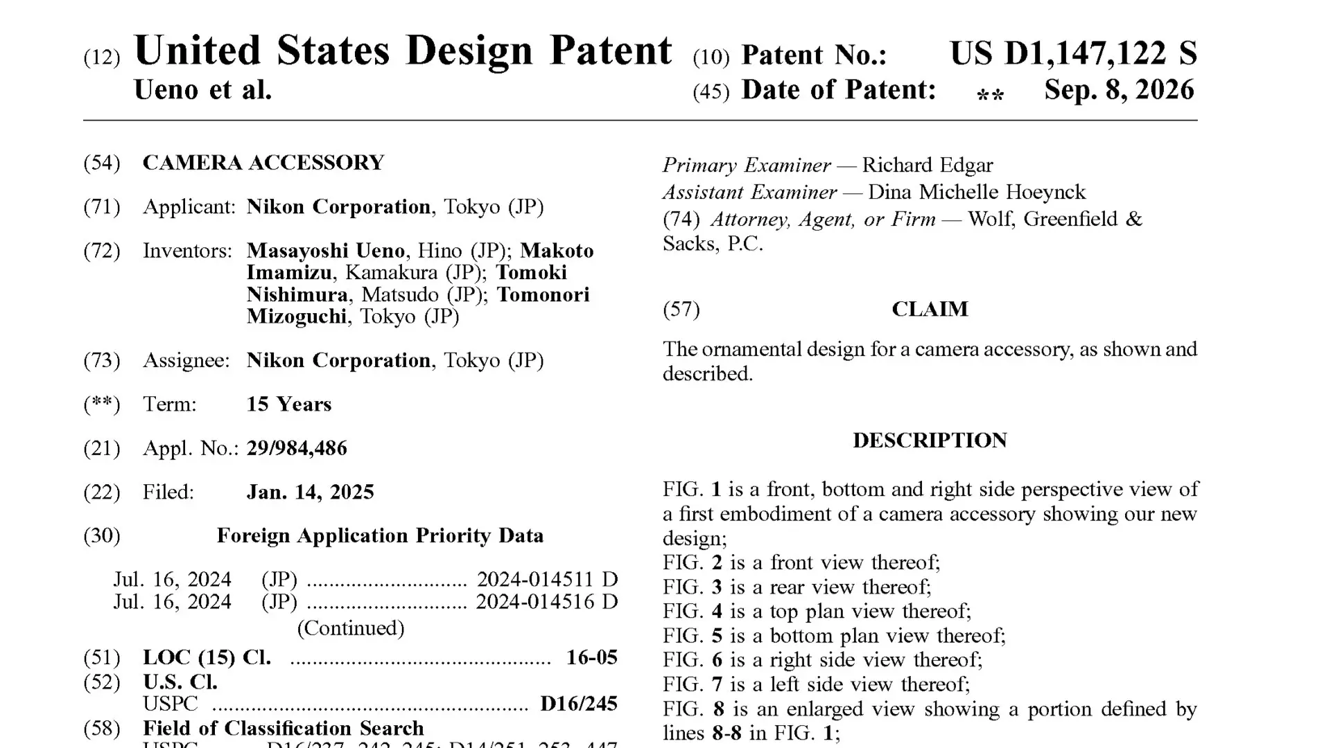 Nikon new patent: Camera Accessory