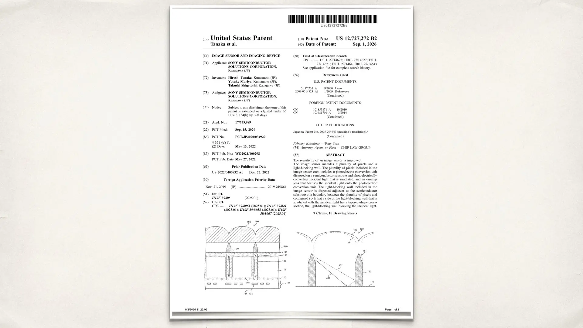 Sony Patent - Image Sensor And Imaging Device