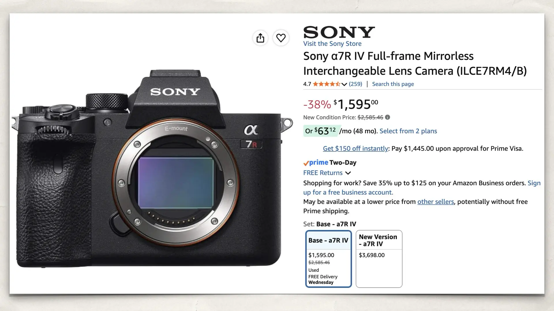 Sony Alpha 7C on Amazon