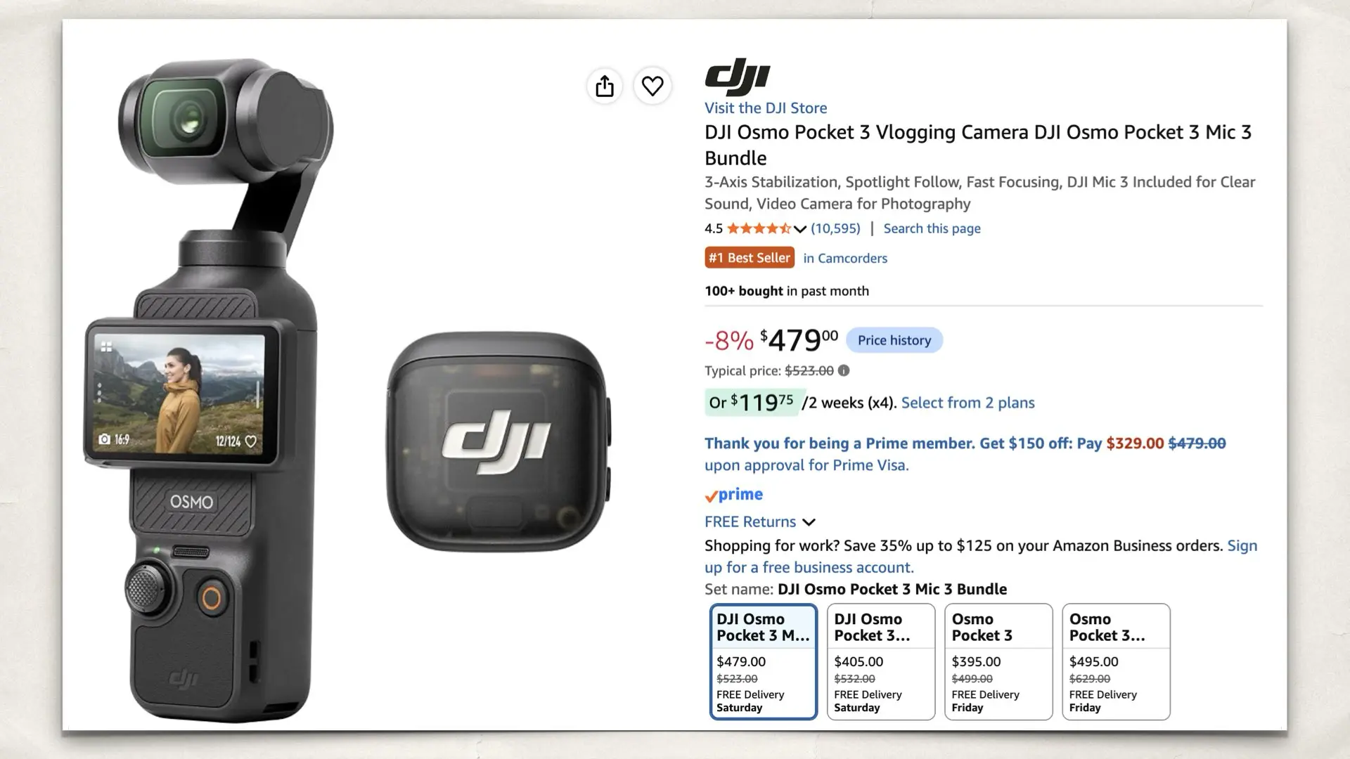 DJI Osmo Pocket 3 on Amazon