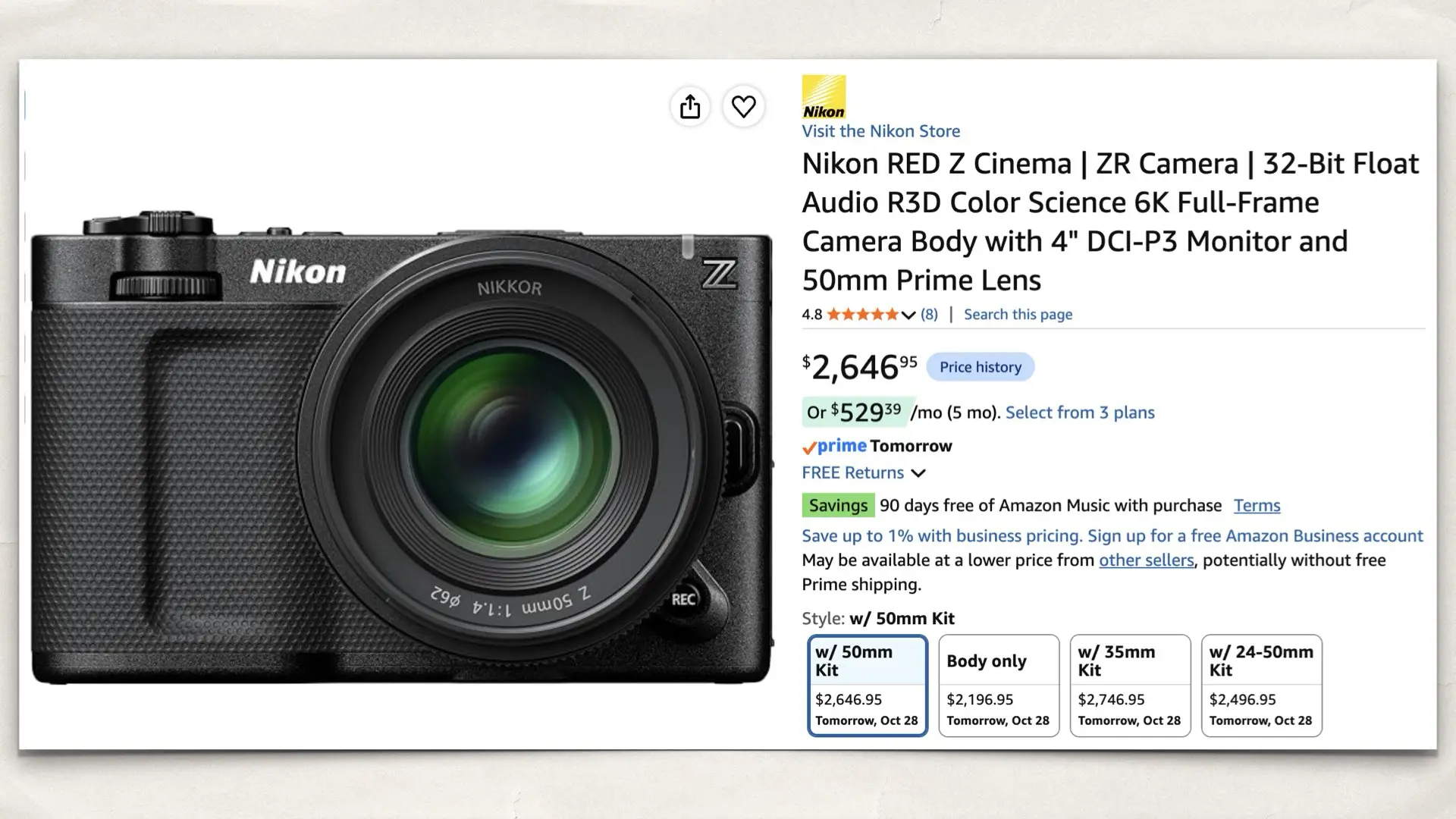The Nikon RED Z Cinema on Amazon