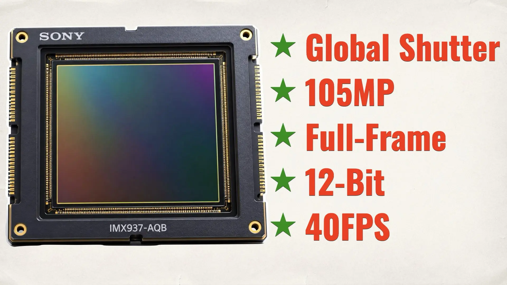 Sony Publishes Specs for Its 105MP, 39.7mm Global Shutter Sensor: 12-Bit at 40 FPS
